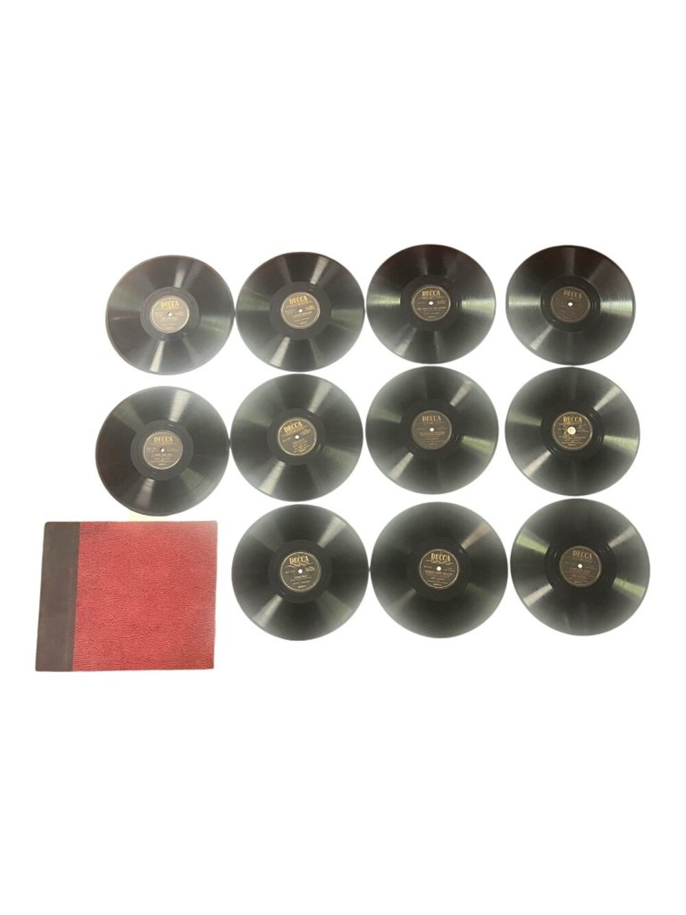 Lot of 11 Vintage Bing Crosby 78 RPM Shellac Records Decca 10" with Binder Album